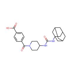 O=C(NC1CCN(C(=O)c2ccc(C(=O)O)cc2)CC1)NC12CC3CC(CC(C3)C1)C2 ZINC000036330638