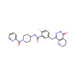 O=C(NC1CCN(C(=O)c2ccccn2)CC1)c1cc(Cc2n[nH]c(=O)c3c2NCCC3)ccc1F ZINC000140172496