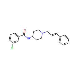 O=C(NC1CCN(C/C=C/c2ccccc2)CC1)c1cccc(Cl)c1 ZINC000028457854