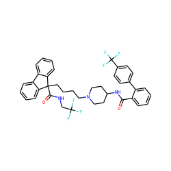 O=C(NC1CCN(CCCCC2(C(=O)NCC(F)(F)F)c3ccccc3-c3ccccc32)CC1)c1ccccc1-c1ccc(C(F)(F)F)cc1 ZINC000027990463