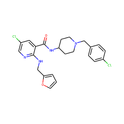O=C(NC1CCN(Cc2ccc(Cl)cc2)CC1)c1cc(Cl)cnc1NCc1ccco1 ZINC000028523767