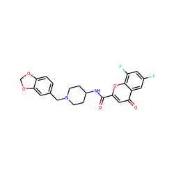 O=C(NC1CCN(Cc2ccc3c(c2)OCO3)CC1)c1cc(=O)c2cc(F)cc(F)c2o1 ZINC000036351856