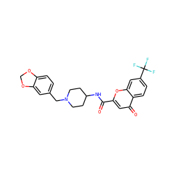 O=C(NC1CCN(Cc2ccc3c(c2)OCO3)CC1)c1cc(=O)c2ccc(C(F)(F)F)cc2o1 ZINC000036351929
