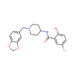 O=C(NC1CCN(Cc2ccc3c(c2)OCO3)CC1)c1cc(Cl)ccc1O ZINC000028526794