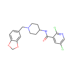 O=C(NC1CCN(Cc2ccc3c(c2)OCO3)CC1)c1cc(Cl)cnc1Cl ZINC000028526914