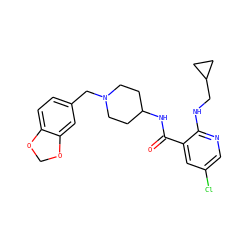 O=C(NC1CCN(Cc2ccc3c(c2)OCO3)CC1)c1cc(Cl)cnc1NCC1CC1 ZINC000028523919