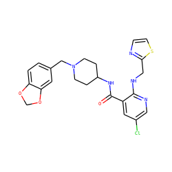 O=C(NC1CCN(Cc2ccc3c(c2)OCO3)CC1)c1cc(Cl)cnc1NCc1nccs1 ZINC000028526742