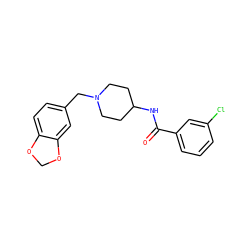 O=C(NC1CCN(Cc2ccc3c(c2)OCO3)CC1)c1cccc(Cl)c1 ZINC000028526792
