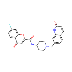 O=C(NC1CCN(Cc2ccc3ccc(=O)[nH]c3c2)CC1)c1cc(=O)c2ccc(F)cc2o1 ZINC000034642894