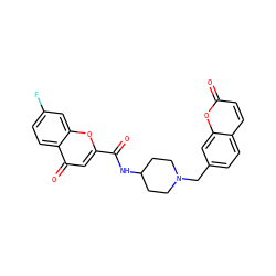 O=C(NC1CCN(Cc2ccc3ccc(=O)oc3c2)CC1)c1cc(=O)c2ccc(F)cc2o1 ZINC000035862053