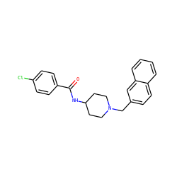 O=C(NC1CCN(Cc2ccc3ccccc3c2)CC1)c1ccc(Cl)cc1 ZINC000036351842