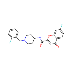 O=C(NC1CCN(Cc2ccccc2F)CC1)c1cc(=O)c2ccc(F)cc2o1 ZINC000036351845