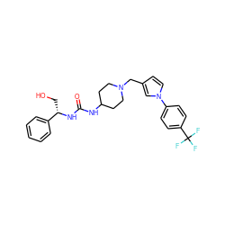 O=C(NC1CCN(Cc2ccn(-c3ccc(C(F)(F)F)cc3)c2)CC1)N[C@@H](CO)c1ccccc1 ZINC000043065850