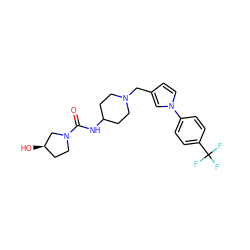 O=C(NC1CCN(Cc2ccn(-c3ccc(C(F)(F)F)cc3)c2)CC1)N1CC[C@@H](O)C1 ZINC000042989570
