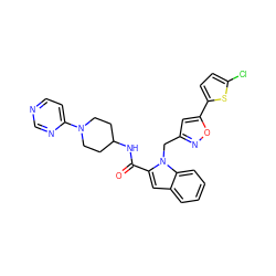 O=C(NC1CCN(c2ccncn2)CC1)c1cc2ccccc2n1Cc1cc(-c2ccc(Cl)s2)on1 ZINC000014959706