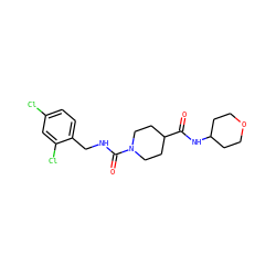 O=C(NC1CCOCC1)C1CCN(C(=O)NCc2ccc(Cl)cc2Cl)CC1 ZINC000045246028