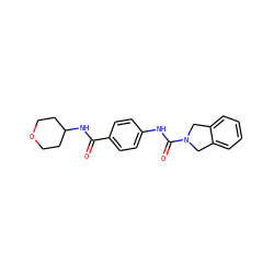 O=C(NC1CCOCC1)c1ccc(NC(=O)N2Cc3ccccc3C2)cc1 ZINC000124673585