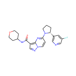O=C(NC1CCOCC1)c1cnn2ccc(N3CCC[C@@H]3c3cncc(F)c3)nc12 ZINC000169704171