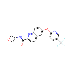 O=C(NC1COC1)c1ccc2cc(Oc3ccc(C(F)(F)F)cn3)ccc2n1 ZINC000584629202