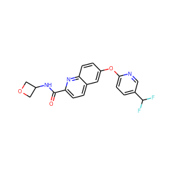 O=C(NC1COC1)c1ccc2cc(Oc3ccc(C(F)F)cn3)ccc2n1 ZINC000584629828