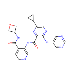 O=C(NC1COC1)c1ccncc1NC(=O)c1nc(C2CC2)cnc1Nc1cncnc1 ZINC000169701736