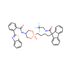 O=C(NC1COP(=O)(CCCCC2(C(=O)NCC(F)(F)F)c3ccccc3-c3ccccc32)OC1)c1ccccc1-c1nc2ccccc2s1 ZINC000003931849