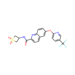 O=C(NC1CS(=O)(=O)C1)c1ccc2cc(Oc3ccc(C(F)(F)F)cn3)ccc2n1 ZINC001772597125