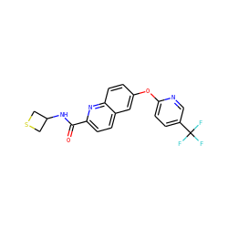 O=C(NC1CSC1)c1ccc2cc(Oc3ccc(C(F)(F)F)cn3)ccc2n1 ZINC000584630246