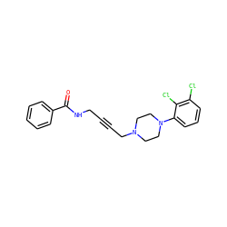 O=C(NCC#CCN1CCN(c2cccc(Cl)c2Cl)CC1)c1ccccc1 ZINC000013534429