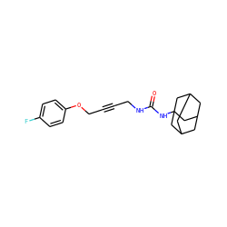 O=C(NCC#CCOc1ccc(F)cc1)NC12CC3CC(CC(C3)C1)C2 ZINC000028710568