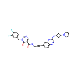 O=C(NCC#Cc1ccc2ncc(NC3CC(N4CCCC4)C3)nc2c1)c1cncn(Cc2ccc(F)c(F)c2)c1=O ZINC000096176143