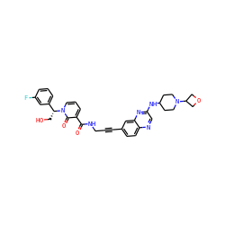 O=C(NCC#Cc1ccc2ncc(NC3CCN(C4COC4)CC3)nc2c1)c1cccn([C@H](CO)c2cccc(F)c2)c1=O ZINC000096176171