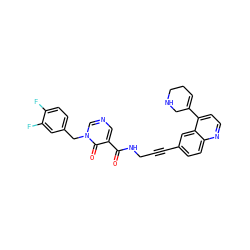 O=C(NCC#Cc1ccc2nccc(C3=CCCNC3)c2c1)c1cncn(Cc2ccc(F)c(F)c2)c1=O ZINC000096176345