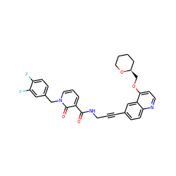 O=C(NCC#Cc1ccc2nccc(OC[C@@H]3CCCCO3)c2c1)c1cccn(Cc2ccc(F)c(F)c2)c1=O ZINC000096176215