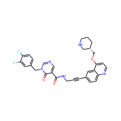 O=C(NCC#Cc1ccc2nccc(OC[C@H]3CCCNC3)c2c1)c1cncn(Cc2ccc(F)c(F)c2)c1=O ZINC000096176229