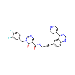 O=C(NCC#Cc1ccc2ncnc(C3=CCNCC3)c2c1)c1cncn(Cc2ccc(F)c(F)c2)c1=O ZINC000096176324