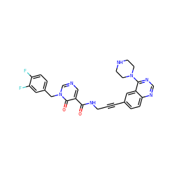 O=C(NCC#Cc1ccc2ncnc(N3CCNCC3)c2c1)c1cncn(Cc2ccc(F)c(F)c2)c1=O ZINC000096176266