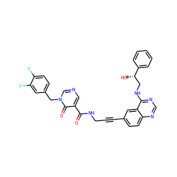 O=C(NCC#Cc1ccc2ncnc(NC[C@H](O)c3ccccc3)c2c1)c1cncn(Cc2ccc(F)c(F)c2)c1=O ZINC000096176270