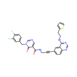 O=C(NCC#Cc1ccc2ncnc(NCCc3cccs3)c2c1)c1cncn(Cc2ccc(F)c(F)c2)c1=O ZINC000096176269