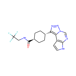 O=C(NCC(F)(F)F)[C@H]1CC[C@H](c2nnn3cnc4[nH]ccc4c23)CC1 ZINC001772603459