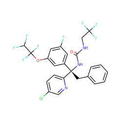 O=C(NCC(F)(F)F)N[C@@](Cc1ccccc1)(c1cc(F)cc(OC(F)(F)C(F)F)c1)c1ccc(Cl)cn1 ZINC000095578323