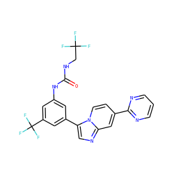 O=C(NCC(F)(F)F)Nc1cc(-c2cnc3cc(-c4ncccn4)ccn23)cc(C(F)(F)F)c1 ZINC000169704747