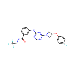 O=C(NCC(F)(F)F)c1cccc(Nc2ncnc(N3CC(Oc4ccc(F)cc4)C3)n2)c1 ZINC001772629279