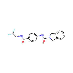 O=C(NCC(F)F)c1ccc(NC(=O)N2Cc3ccccc3C2)cc1 ZINC000167544023