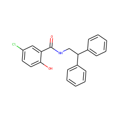 O=C(NCC(c1ccccc1)c1ccccc1)c1cc(Cl)ccc1O ZINC000169330875