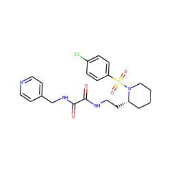 O=C(NCC[C@H]1CCCCN1S(=O)(=O)c1ccc(Cl)cc1)C(=O)NCc1ccncc1 ZINC000009715304