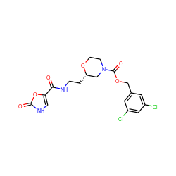 O=C(NCC[C@H]1CN(C(=O)OCc2cc(Cl)cc(Cl)c2)CCO1)c1c[nH]c(=O)o1 ZINC000150319188