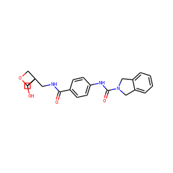 O=C(NCC1(CO)COC1)c1ccc(NC(=O)N2Cc3ccccc3C2)cc1 ZINC000167075278