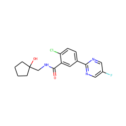 O=C(NCC1(O)CCCC1)c1cc(-c2ncc(F)cn2)ccc1Cl ZINC000049114101