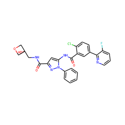 O=C(NCC1(O)COC1)c1cc(NC(=O)c2cc(-c3ncccc3F)ccc2Cl)n(-c2ccccc2)n1 ZINC001772598157